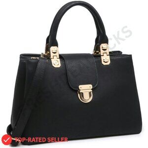 Vegan Leather Satchel Tote Bag Elegant Minimal Chic Shoulder Crossbody Purse